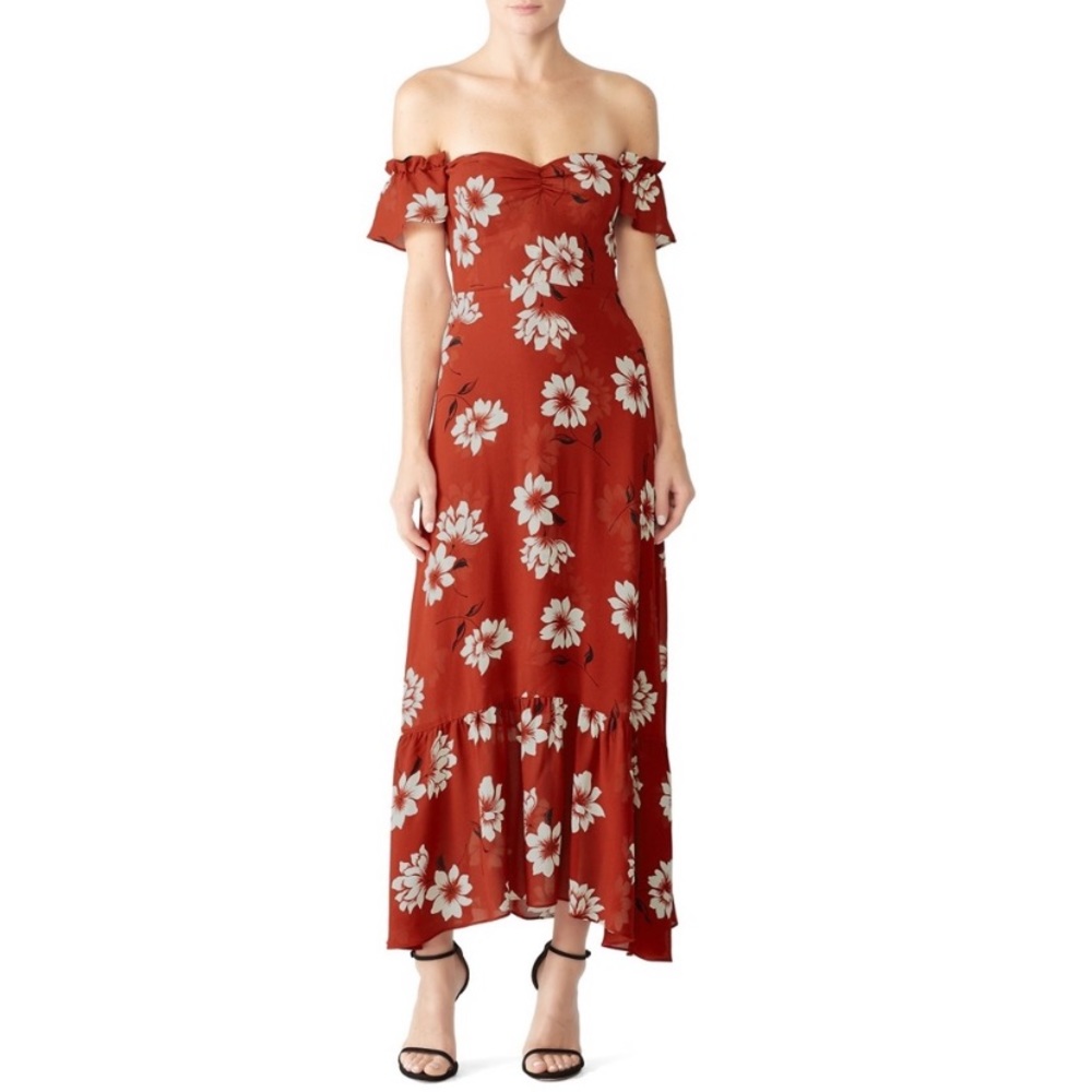 Reformation Shoshana Red Floral Dress Size 6